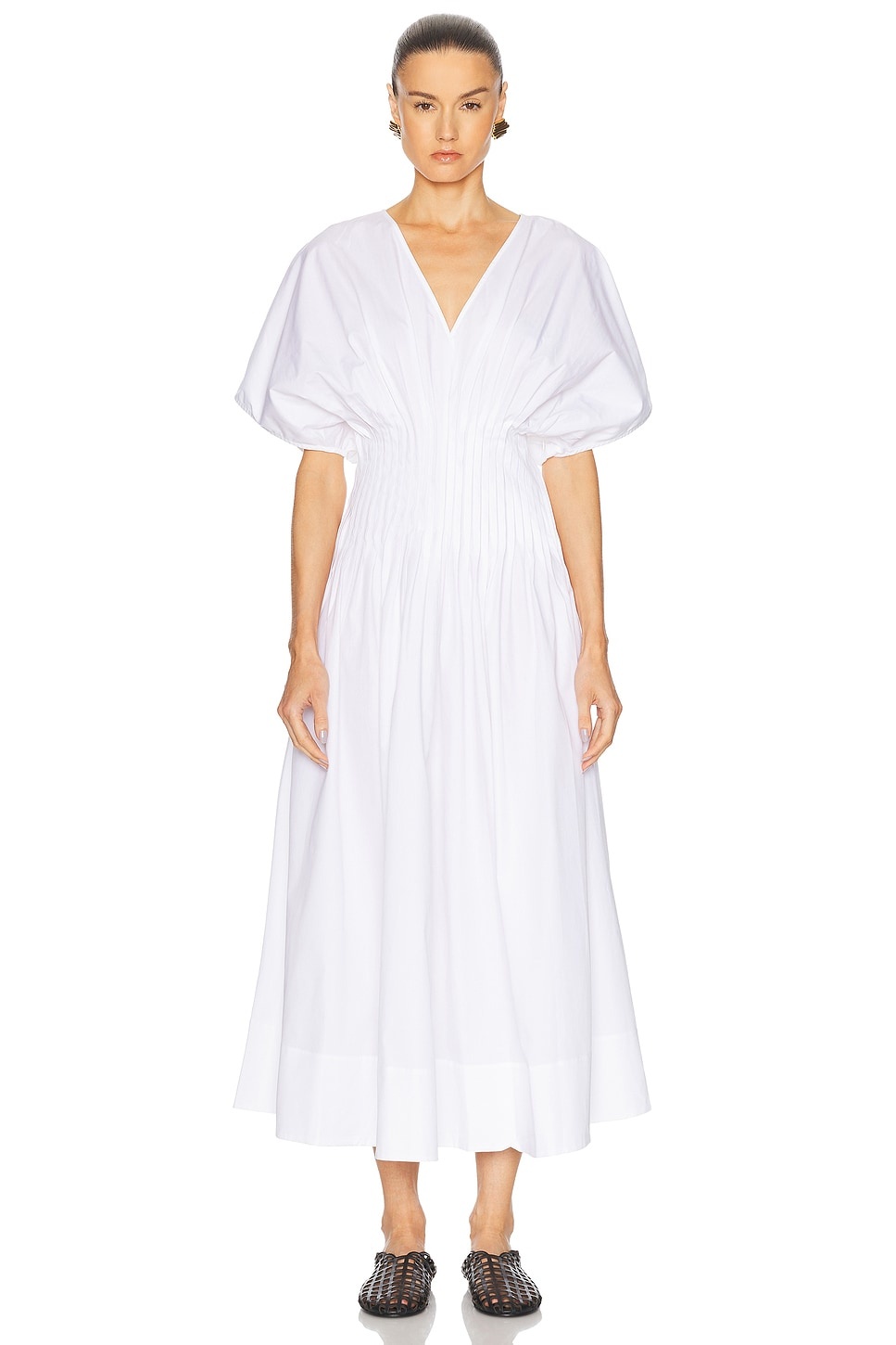 Poplin V Neck Dress - 1
