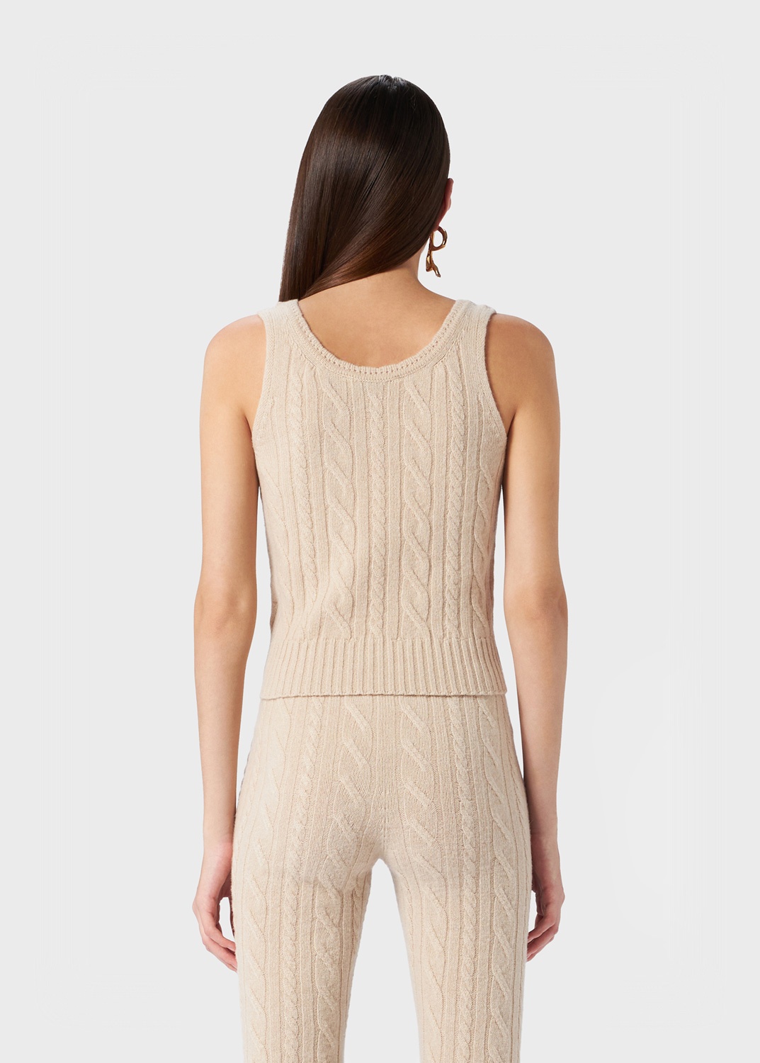 TANK TOP IN RIBBED CASHMERE AND WOOL WITH TORCHON DETAILING - 4