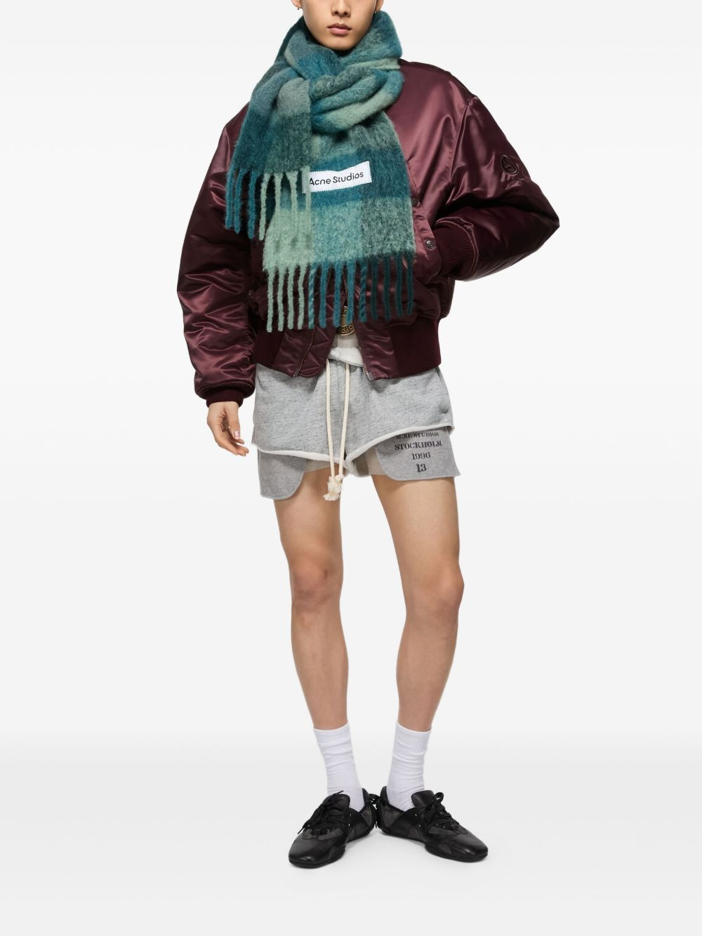checked fringed scarf - 4