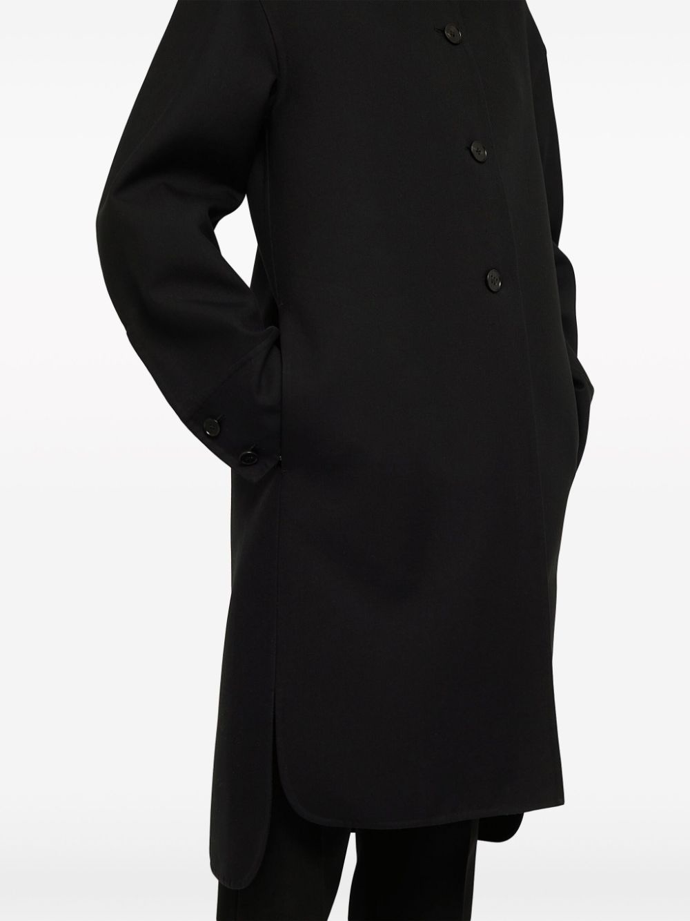 asymmetric-hem cotton coat - 5