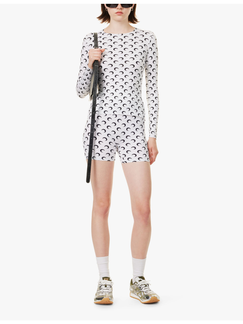 Moon-print high-rise recycled stretch-jersey shorts - 2