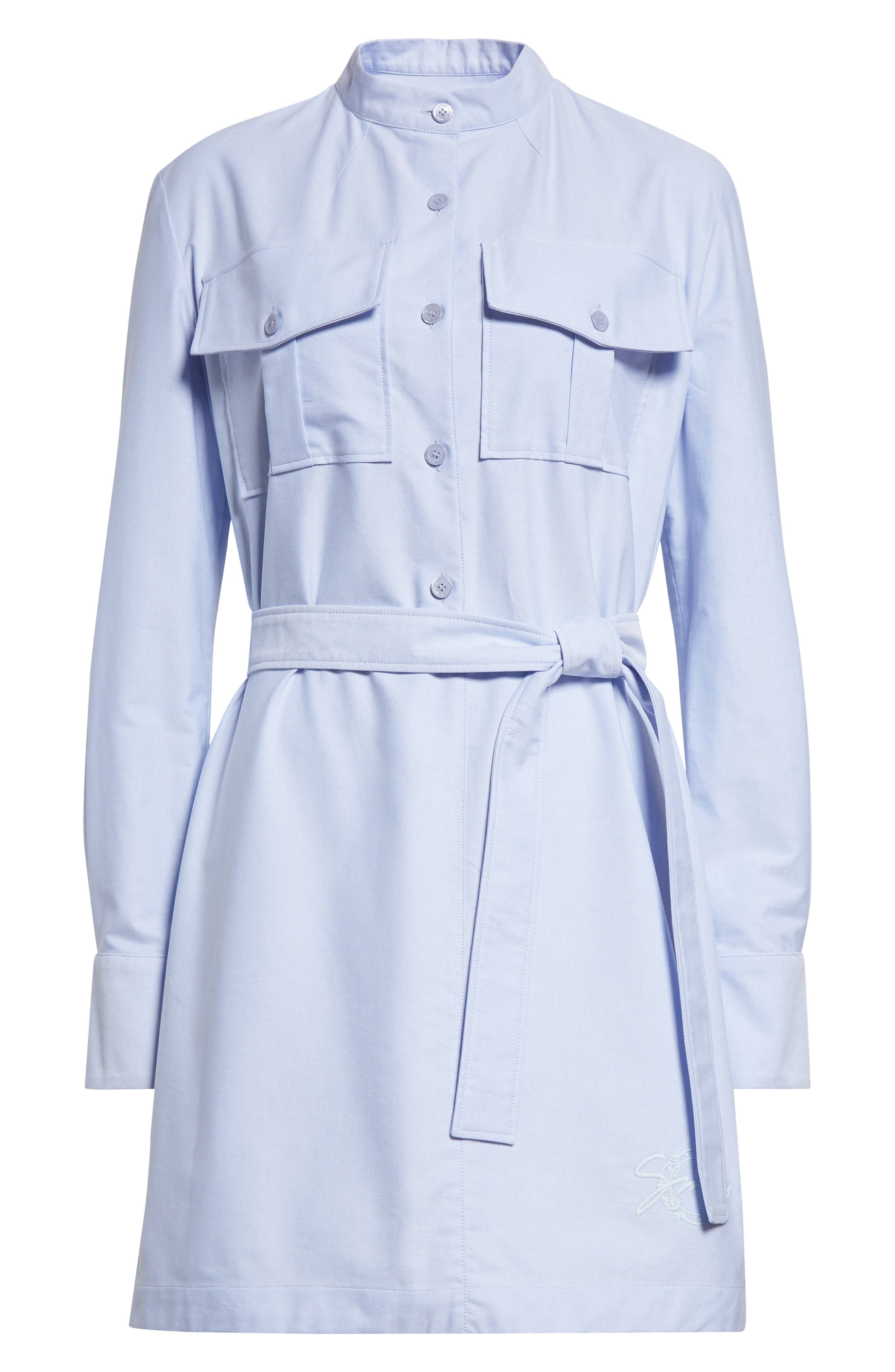 Givenchy Military Long Sleeve Cotton Oxford Mini Shirtdress in Baby Blue at Nordstrom - 8