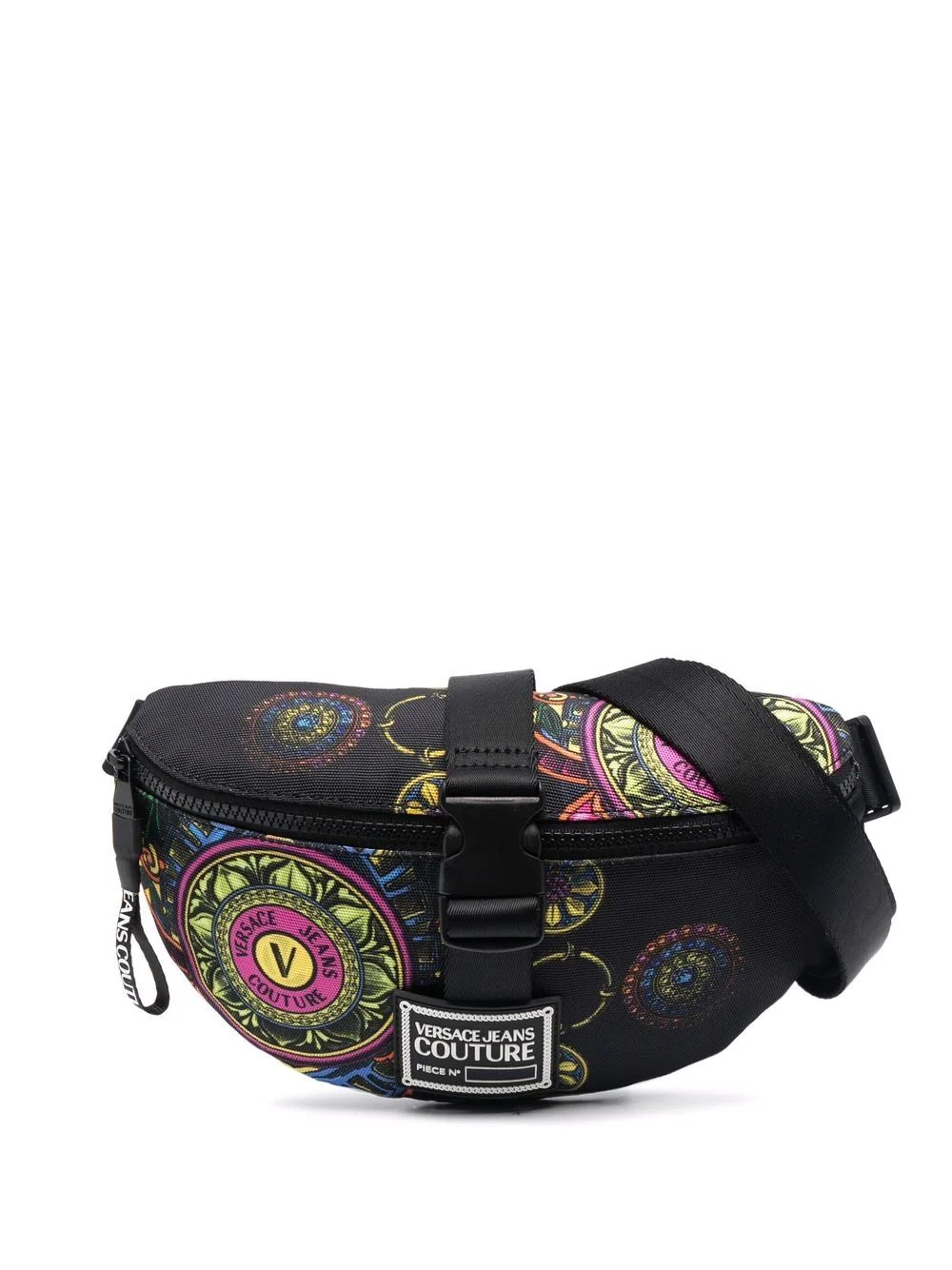 baroque-print buckled belt bag - 1