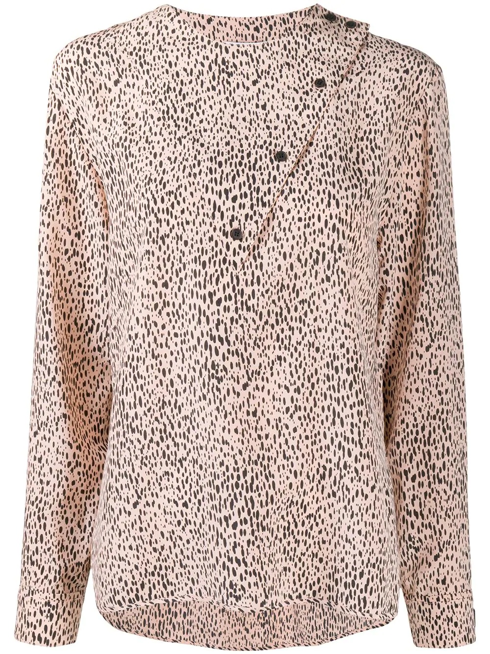 dot print button-detail blouse - 1