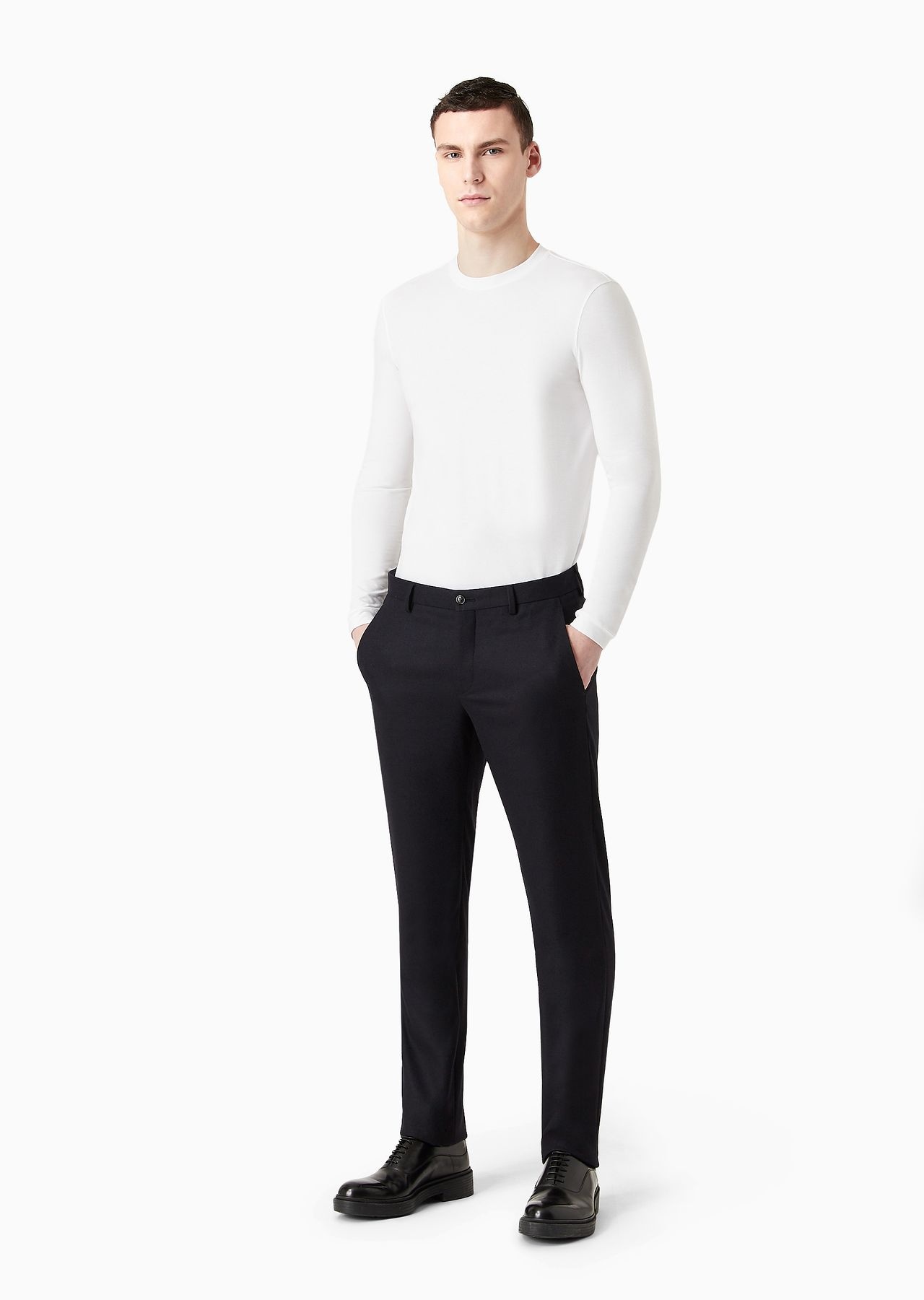 Stretch viscose jersey jumper with crew neck and long sleeves - 4