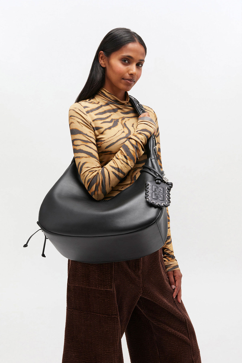 GANNI BLACK MEDIUM LACES HOBO BAG outlook
