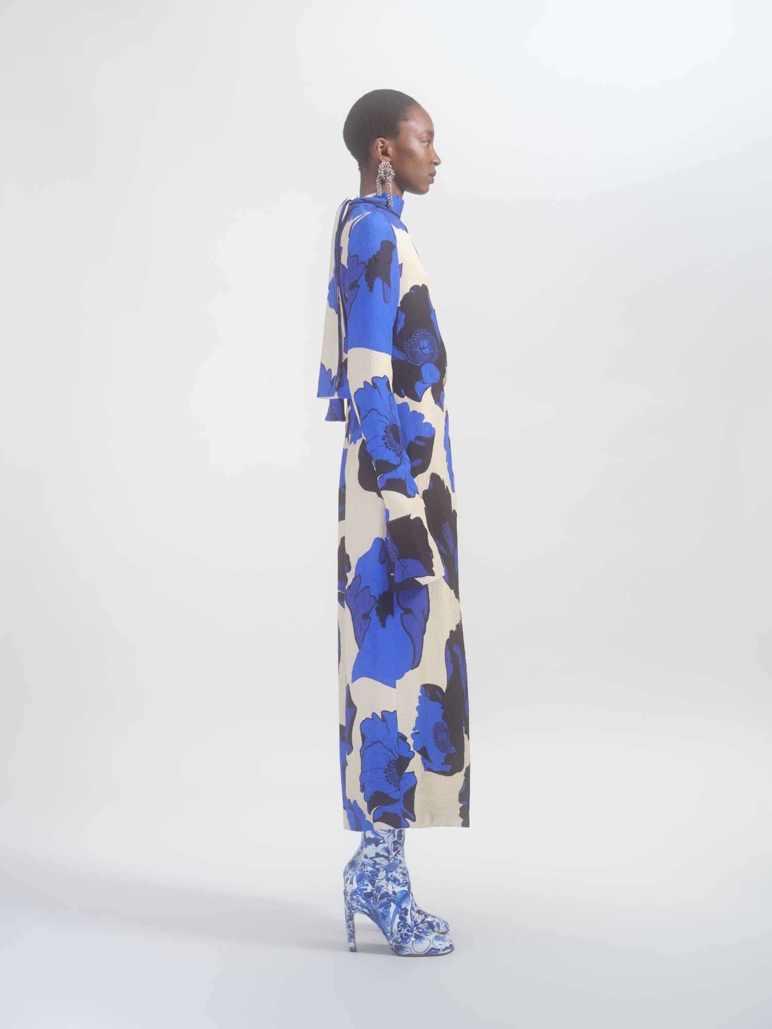 FLORAL DRAPED DRESS - 3