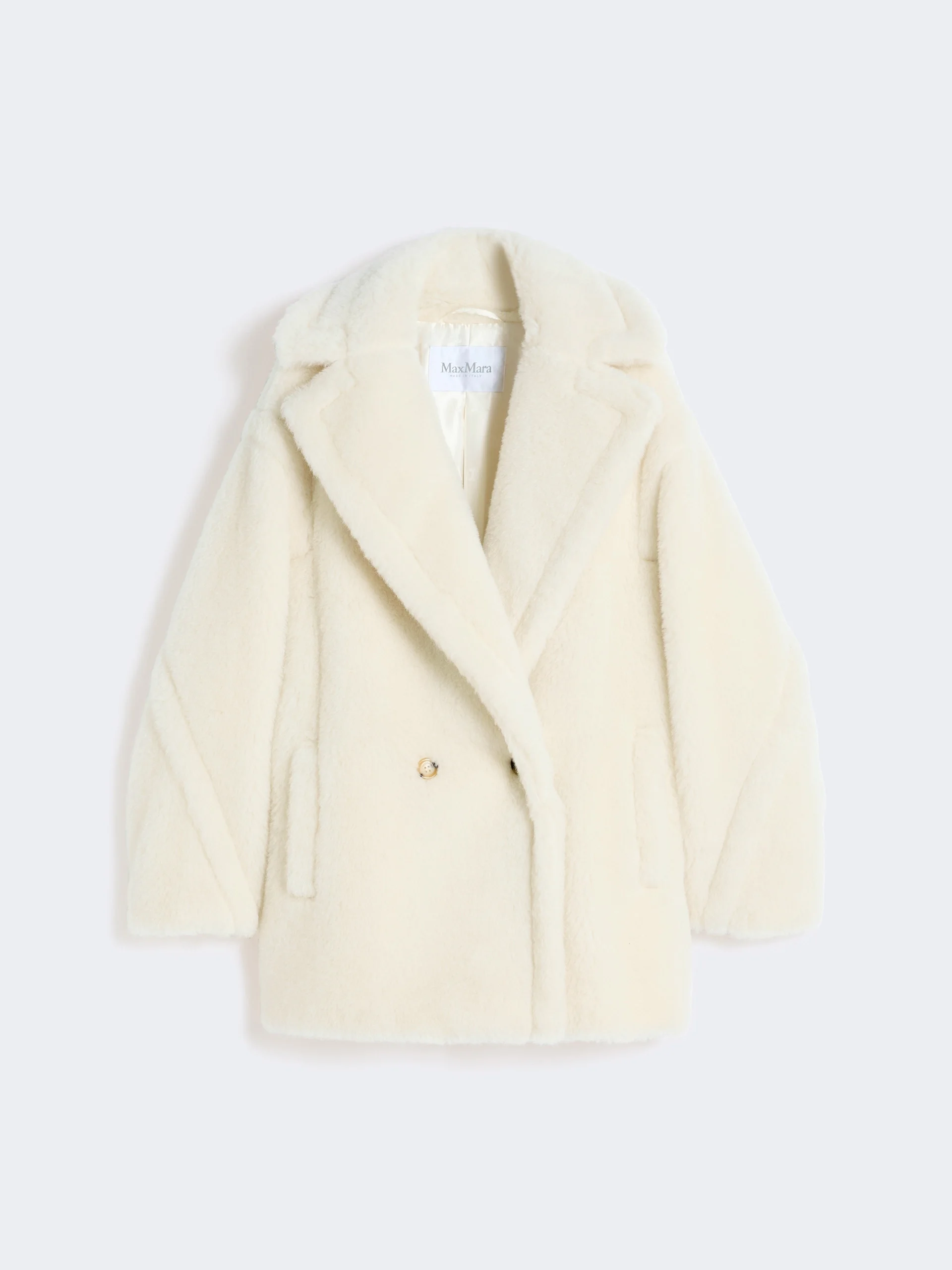 OLGA Short Teddy Bear Icon Coat in alpaca and wool - WHITE - 1