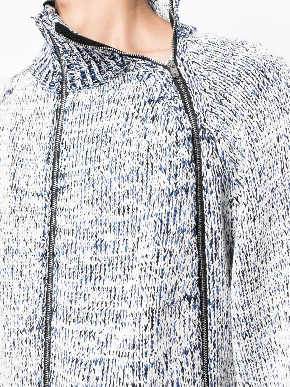 marled zip-up cardigan - 5