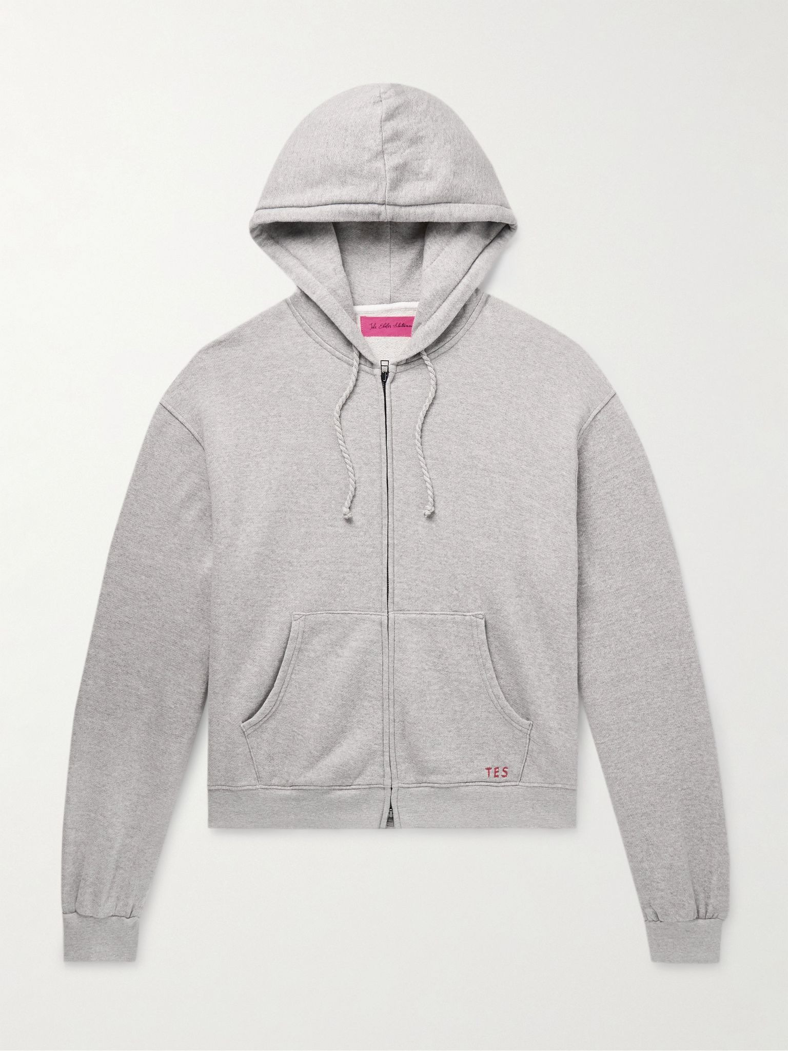 Daily Logo-Embroidered Cotton and Cashmere-Blend  Zip-Up Hoodie Gray - 1