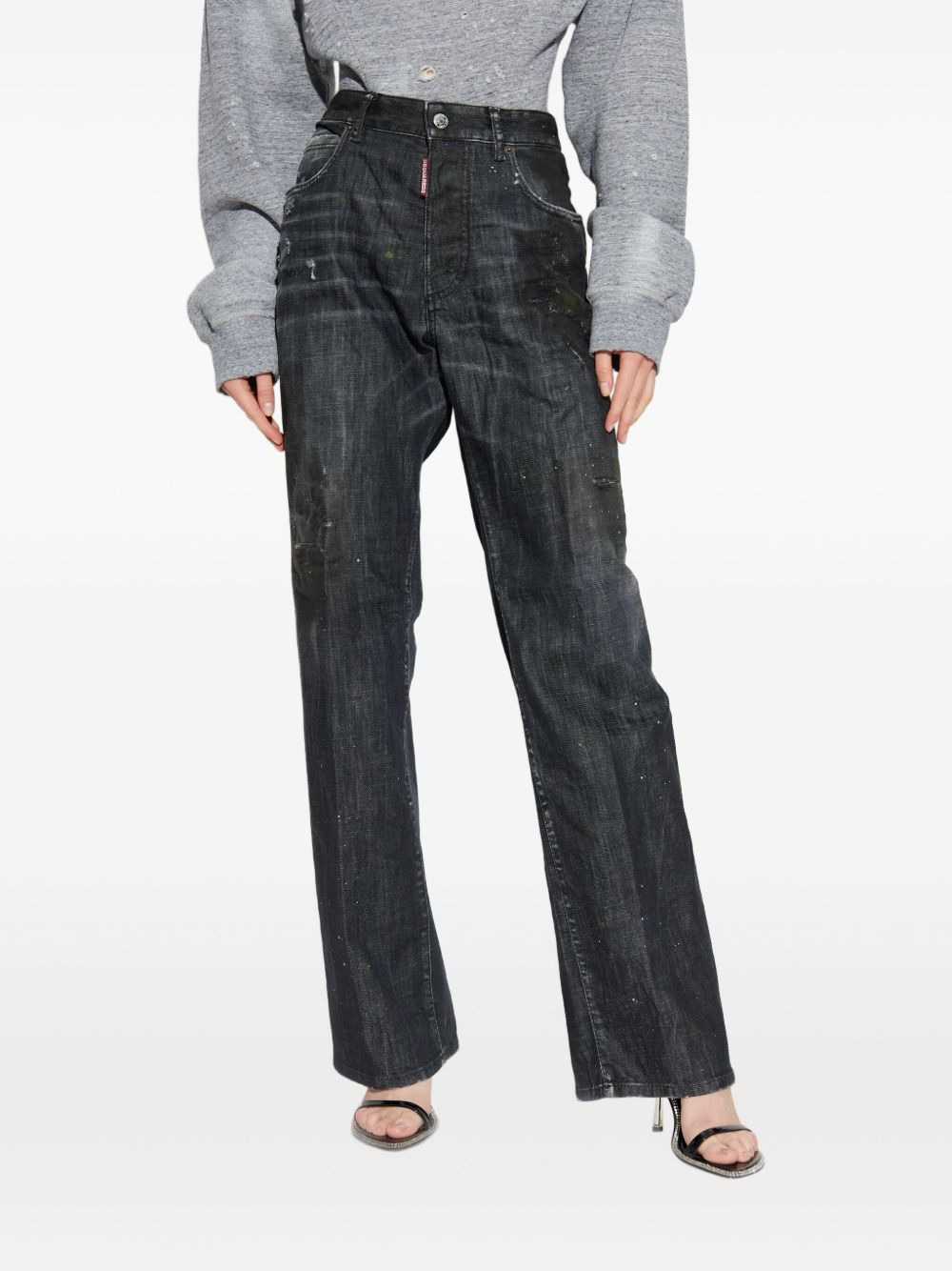 paint-splatter distressed jeans - 3