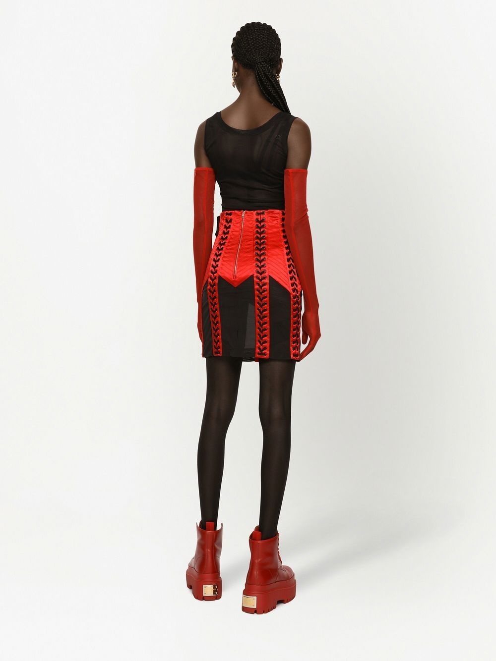 lace-up high-waisted skirt - 4