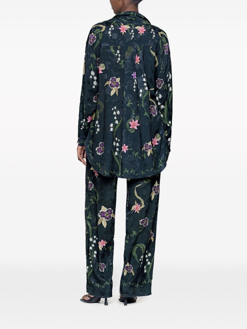 Memoria Tesoro floral-print flared trousers - 3