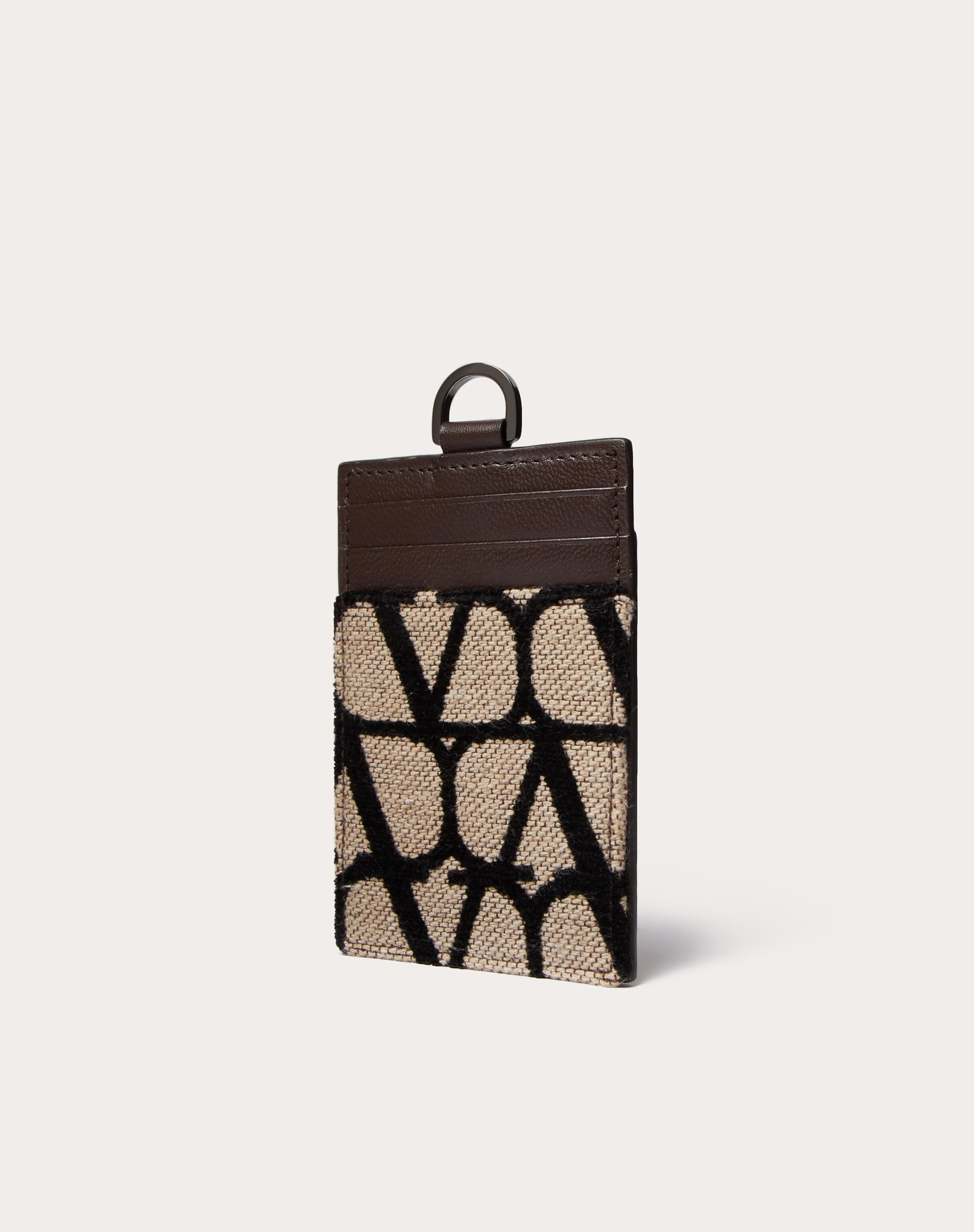 VERTICAL CARDHOLDER IN TOILE ICONOGRAPHE WITH LEATHER DETAILS - 4