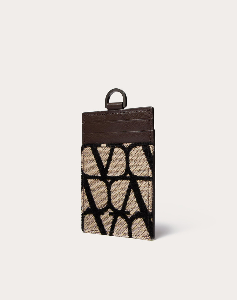 VERTICAL CARDHOLDER IN TOILE ICONOGRAPHE WITH LEATHER DETAILS 4