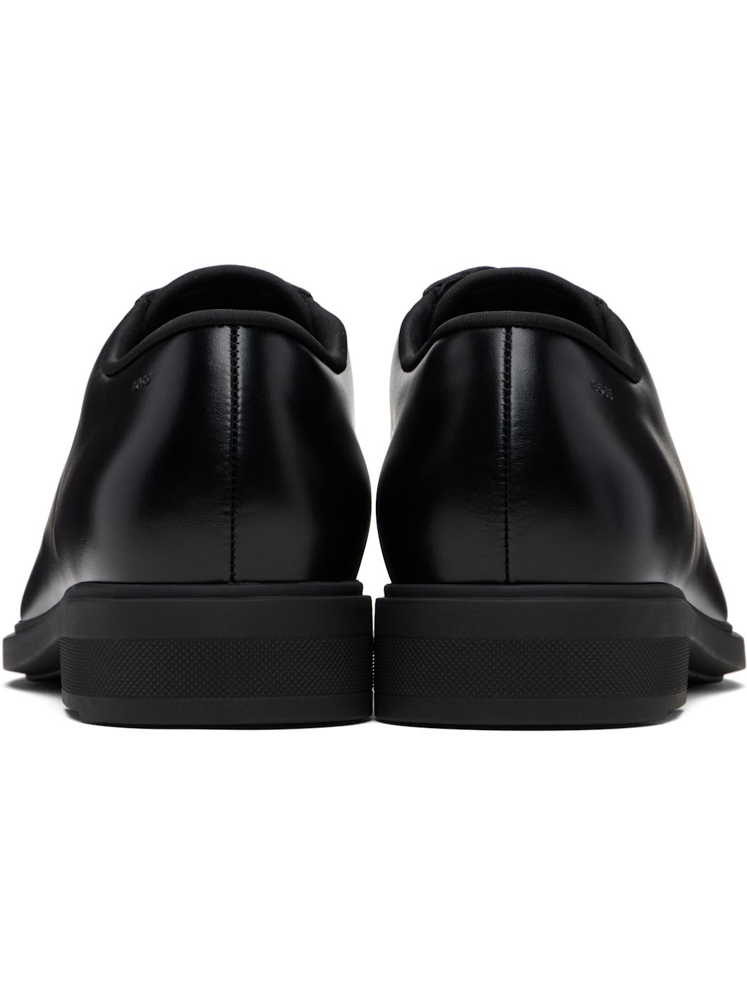 Black Piped Trims Leather Derbys - 2
