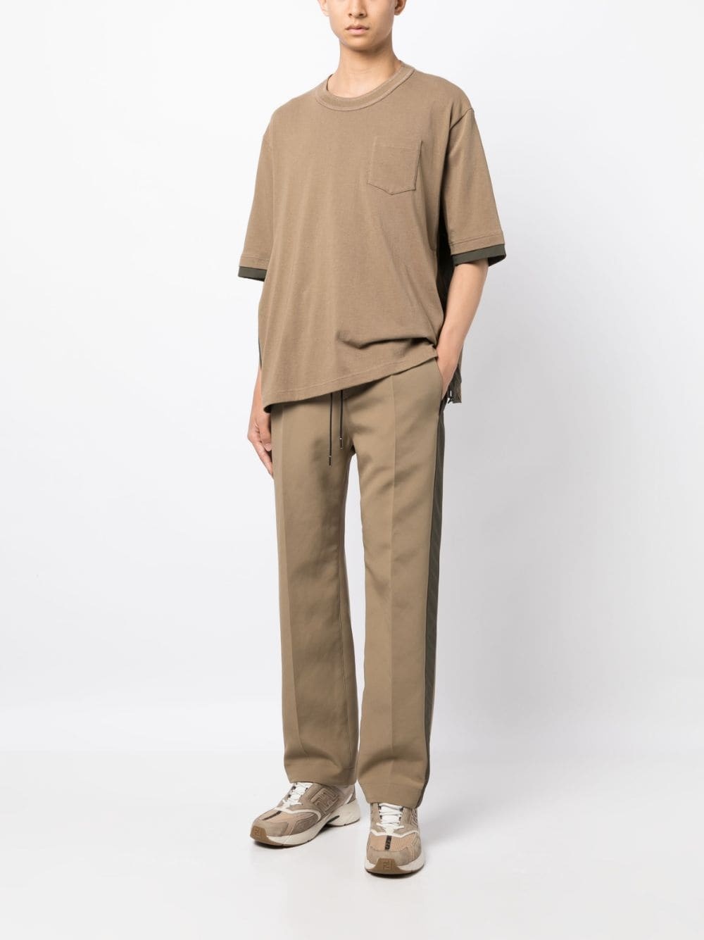 panelled cotton T-shirt - 4