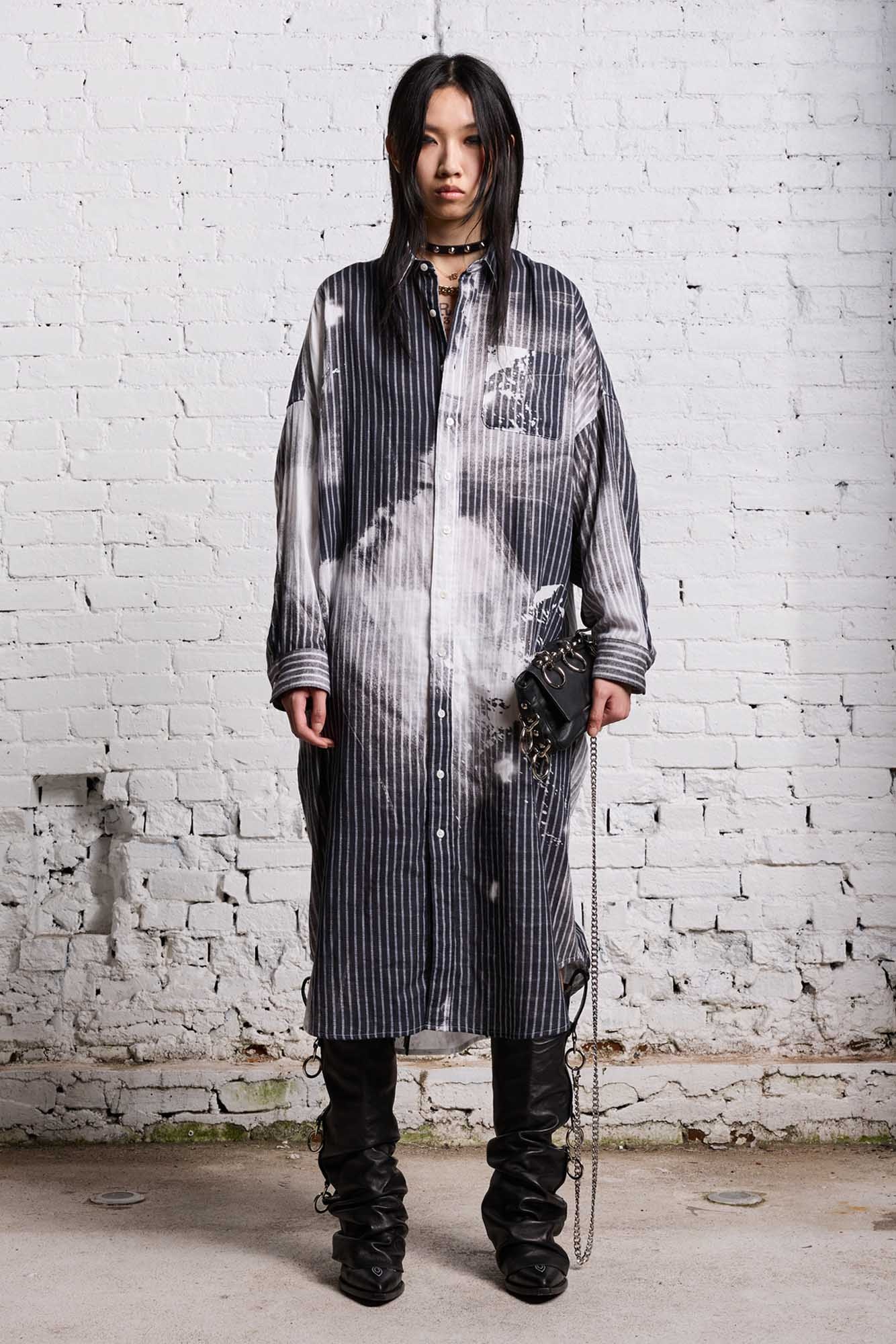 JUMBO SHIRTDRESS - BLEACH PRINT BLACK - 1