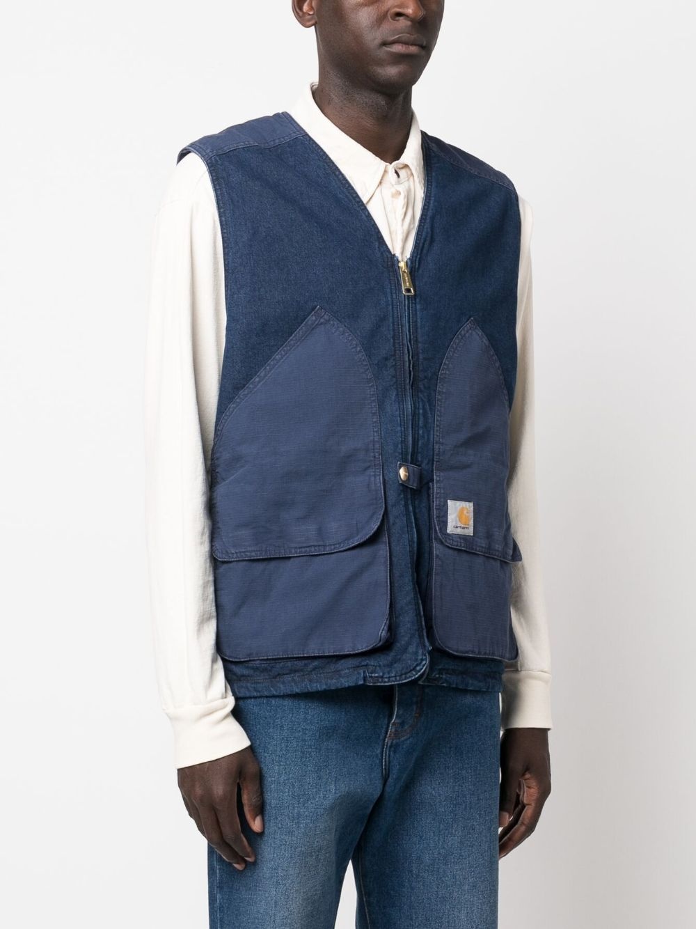 logo-patch cotton gilet - 3