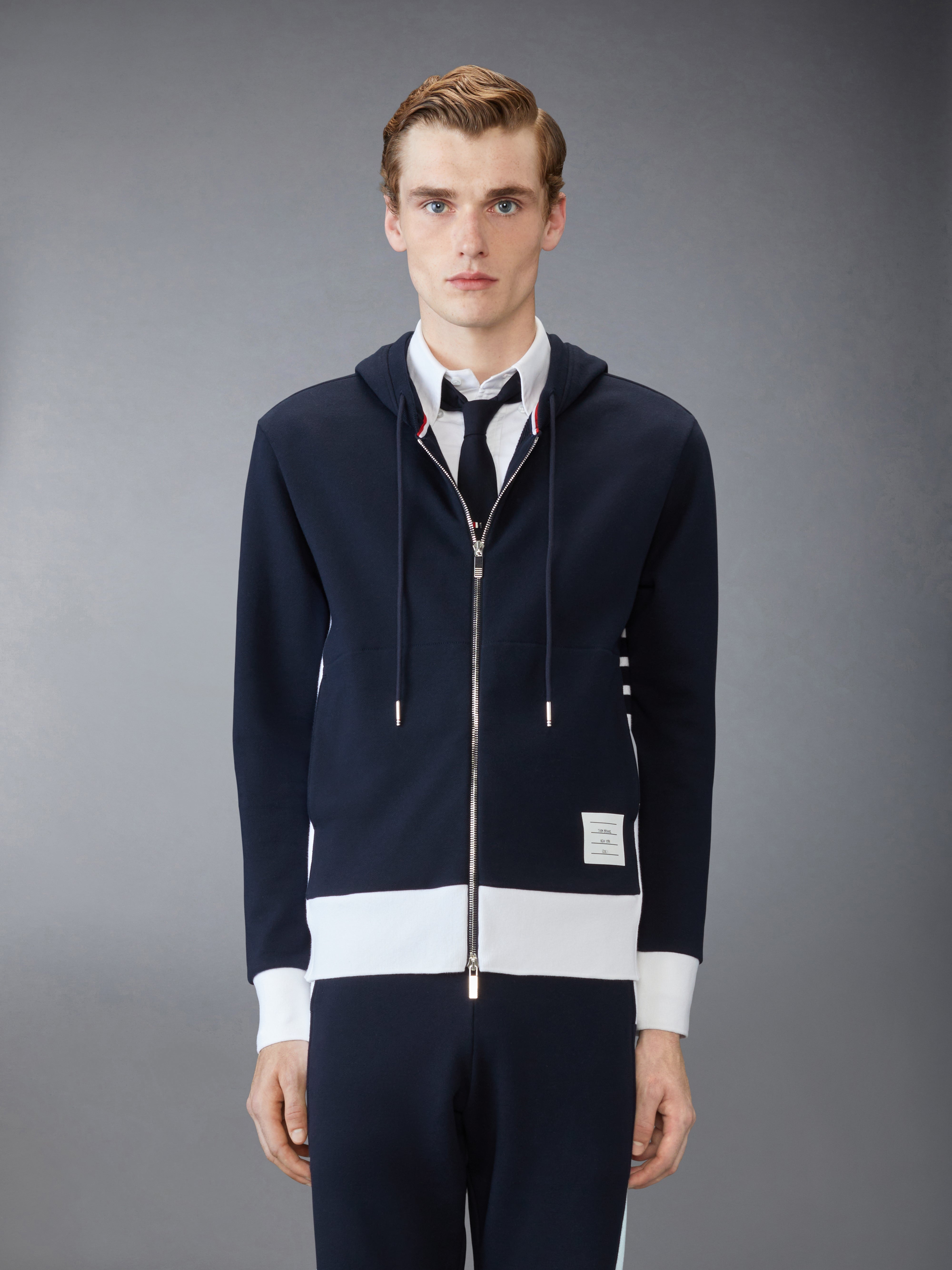 Classic 4-Bar Jersey Zip up Hoodie - 2