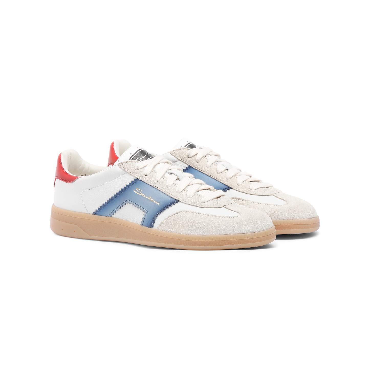 Santoni Women's white, blue and red leather and suede DBS