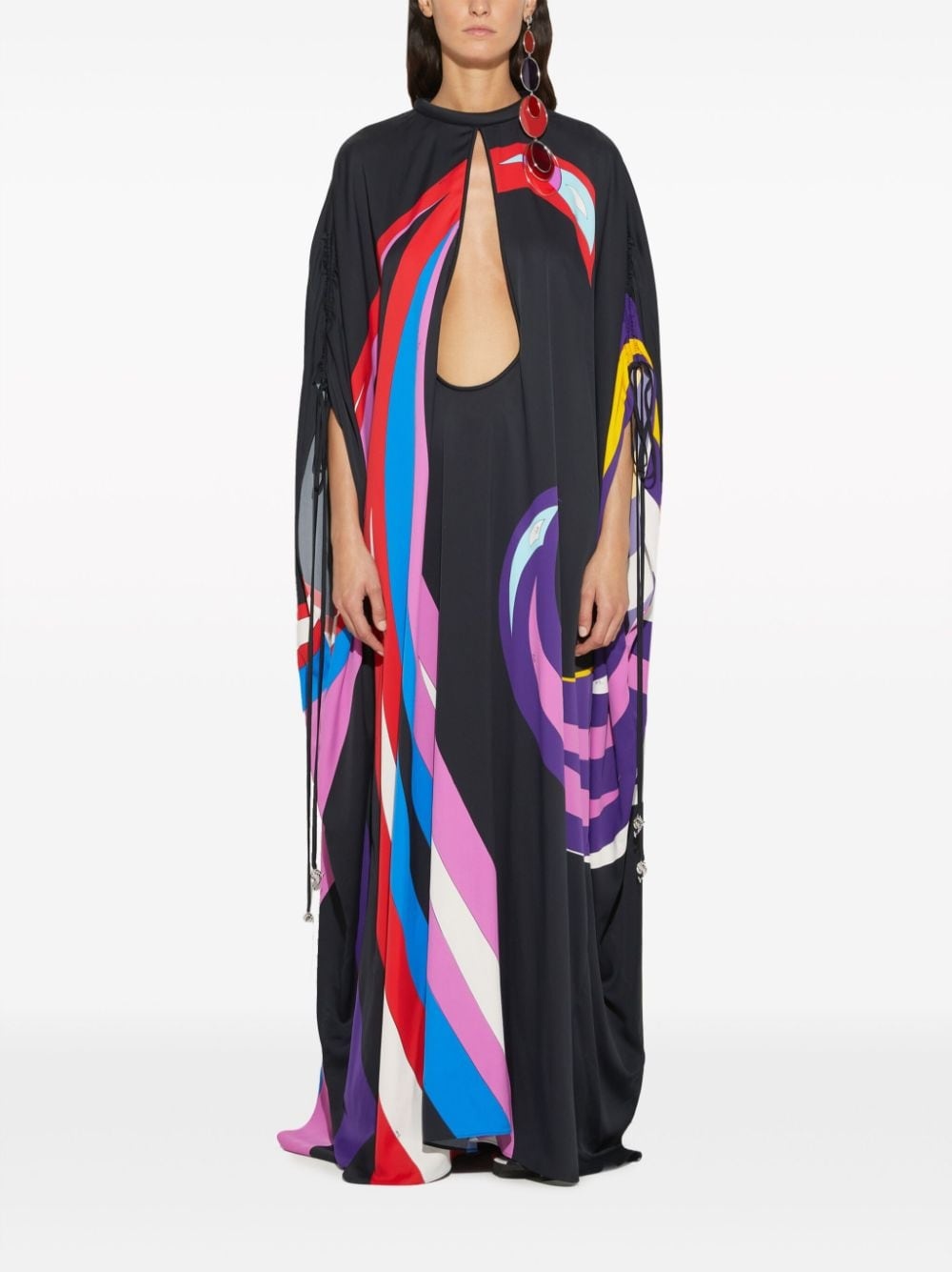 Cigni-print cape gown - 2