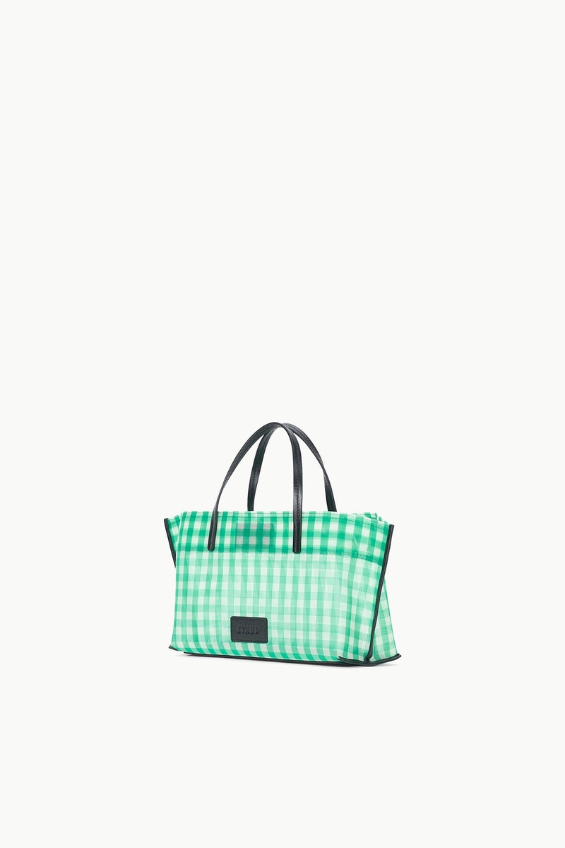 STAUD CHRISTOS MINI MESH TOTE JADE GINGHAM 6