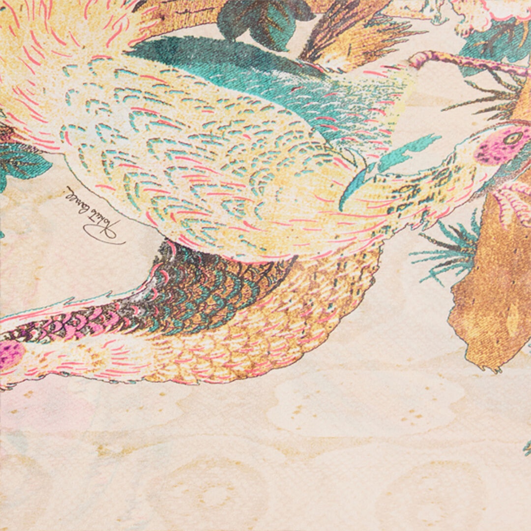 Extra-Long Silk Dress With Flower And Pheasant Print - 5