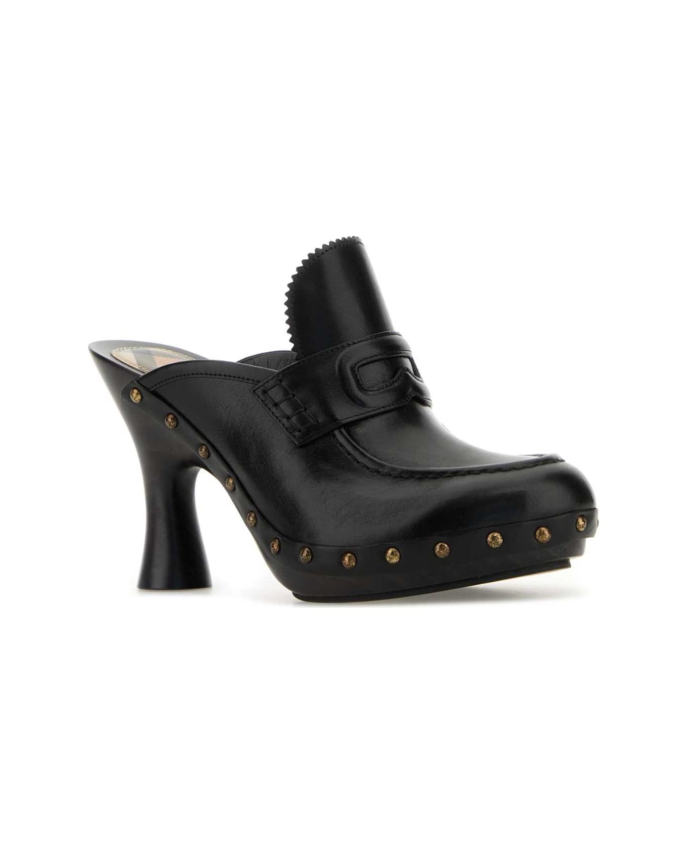 Black Leather Mules - 2