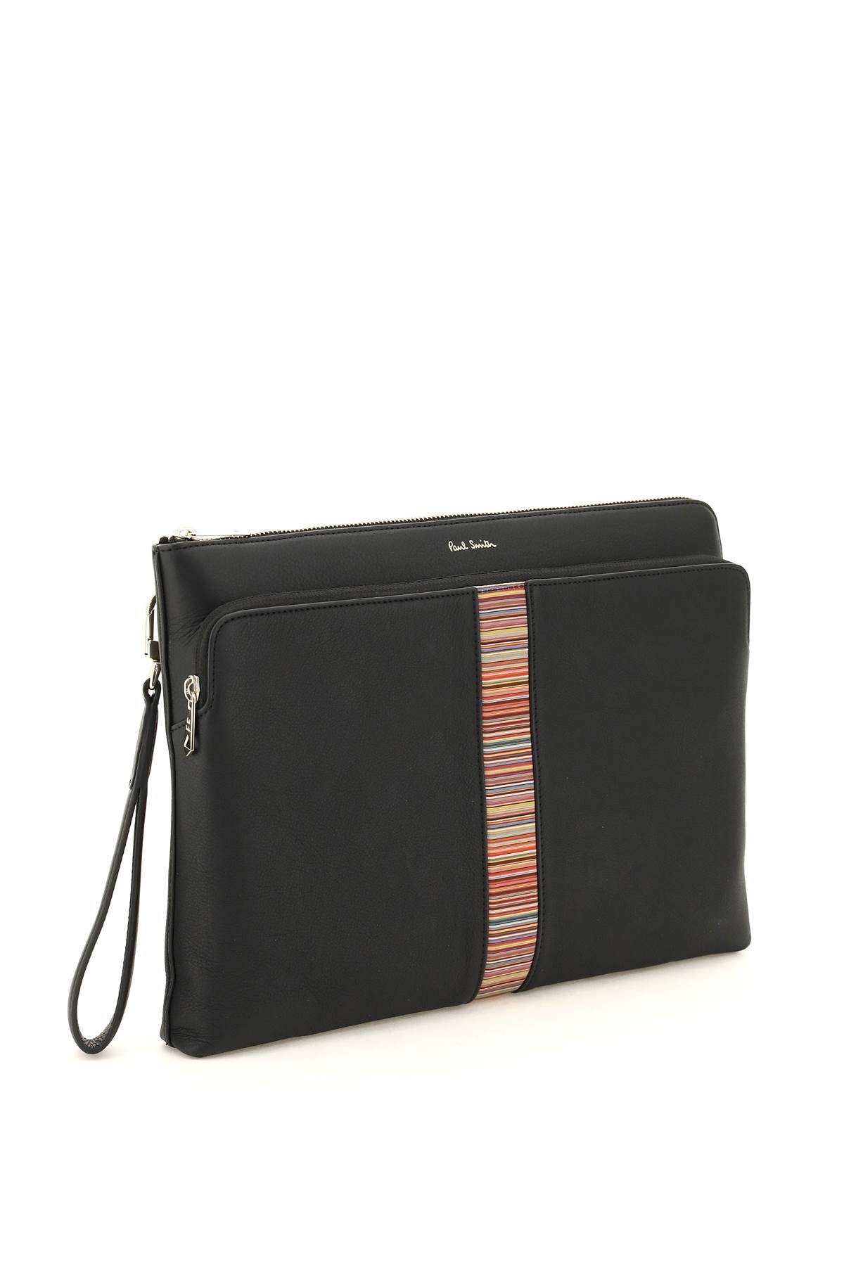 Signture Stripe Leather Pouch - 3