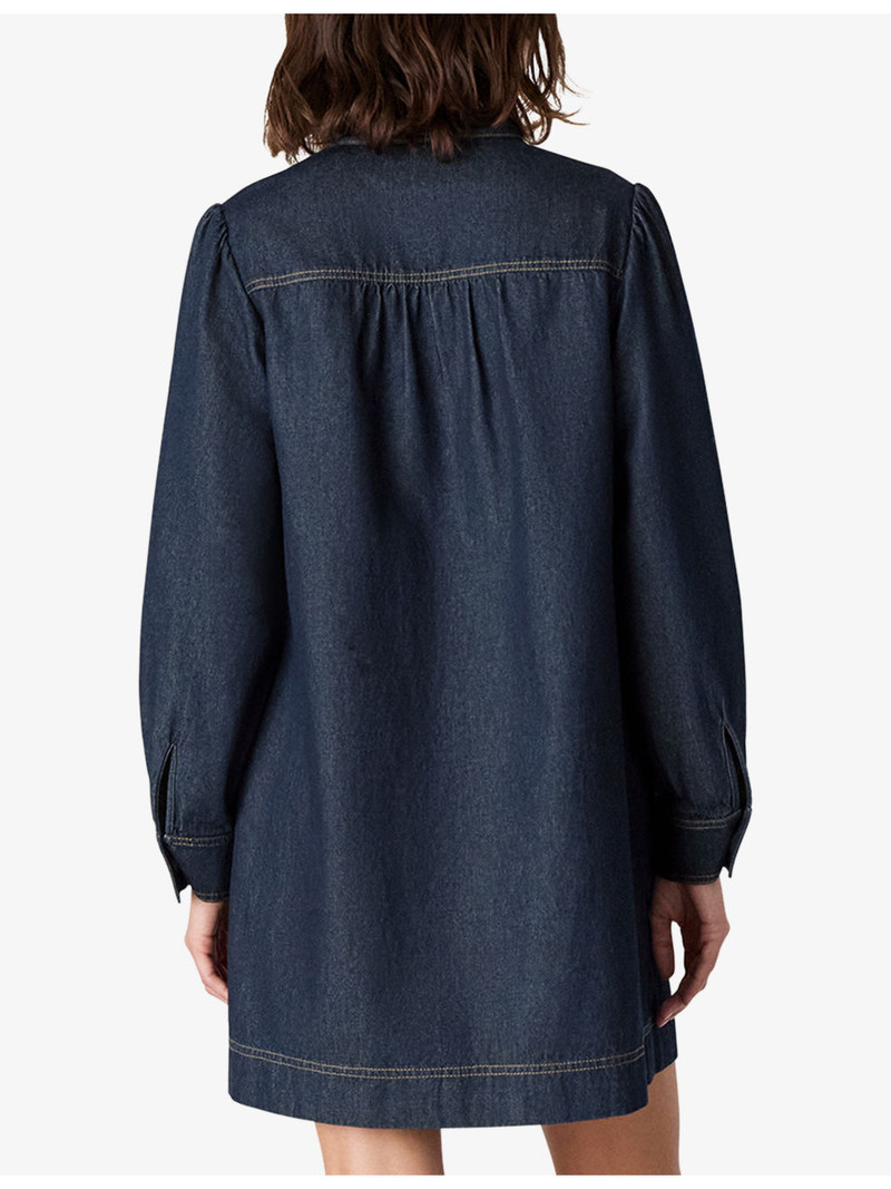 V-Neck Long-Sleeve Denim Mini Dress 3
