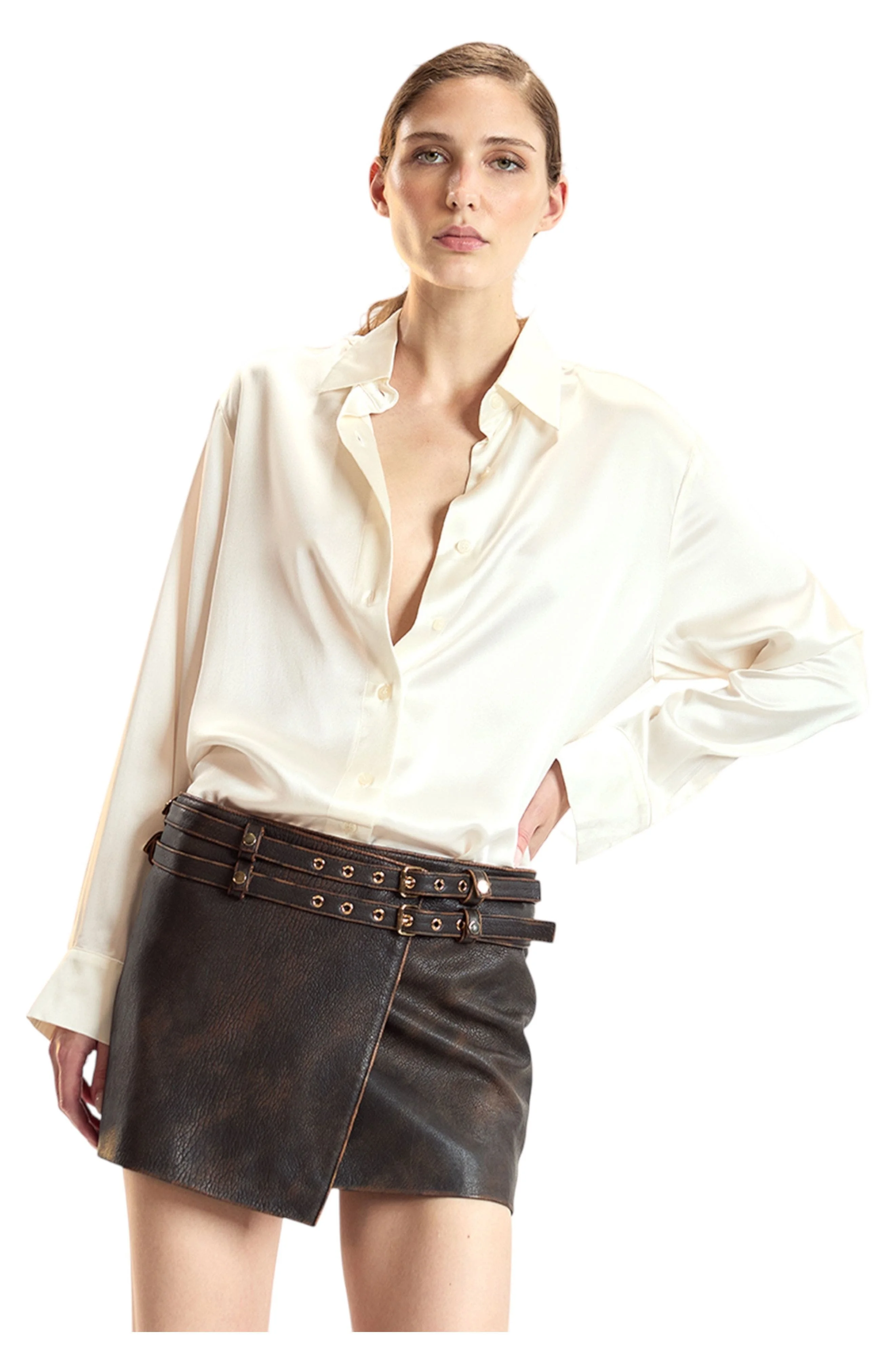 Cynthia Rowley Silk Button Up Shirt in White at Nordstrom - 1