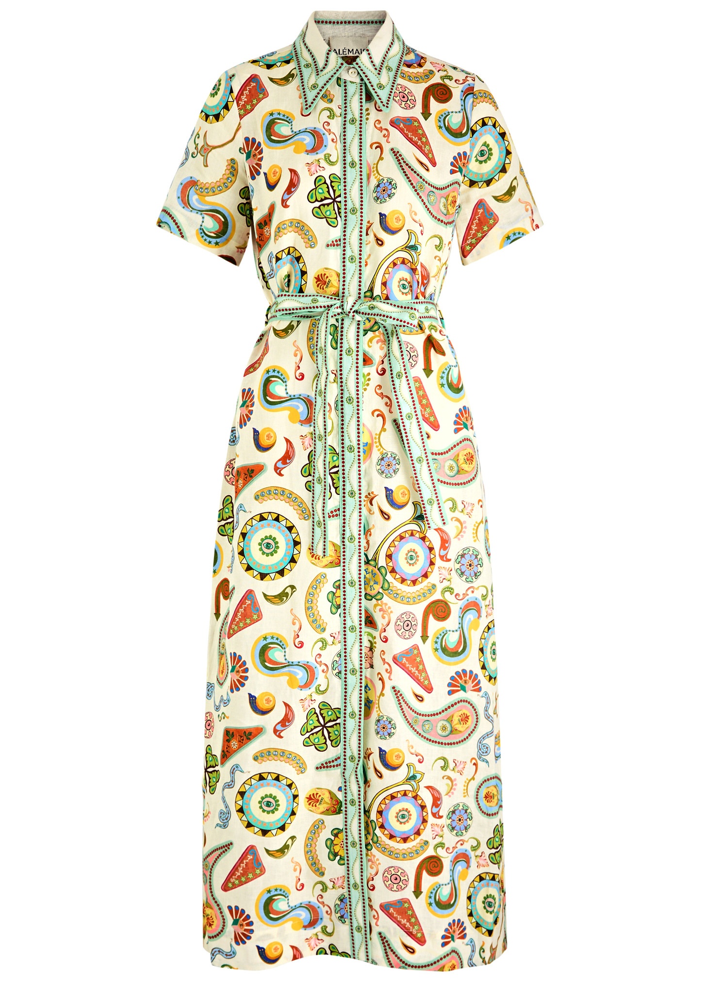 Arcade printed linen maxi shirt dress - 1