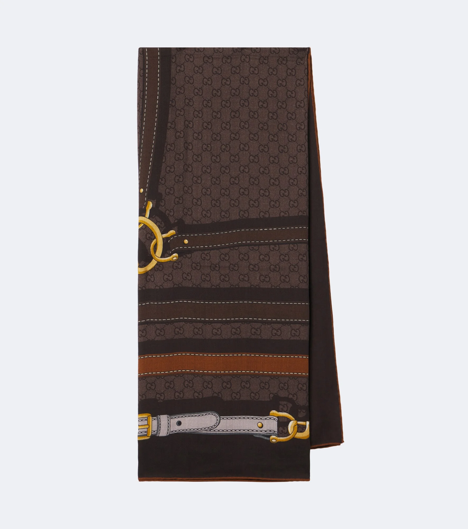 GG jacquard wool and silk scarf - 1
