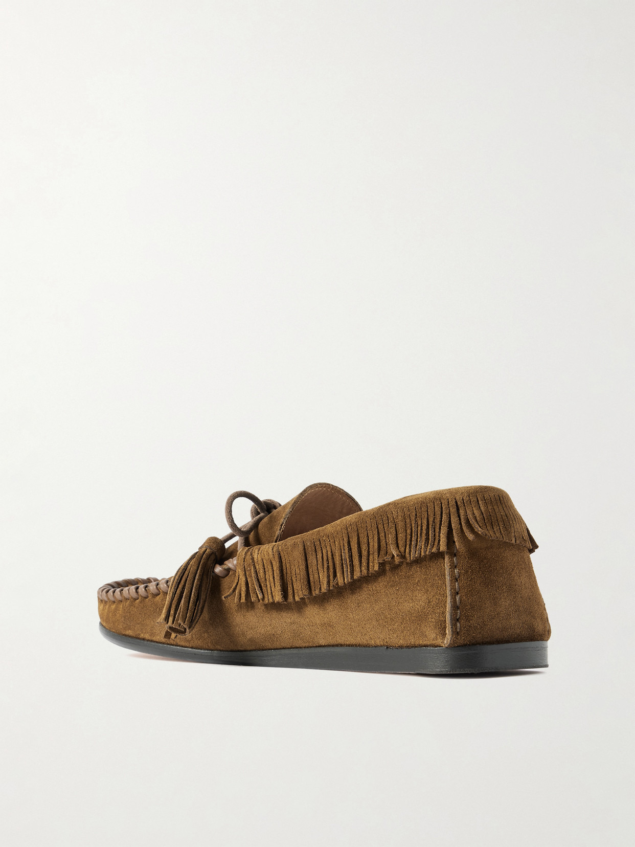Fitza Tasseled Fringed Leather-trimmed Suede Loafers - 3