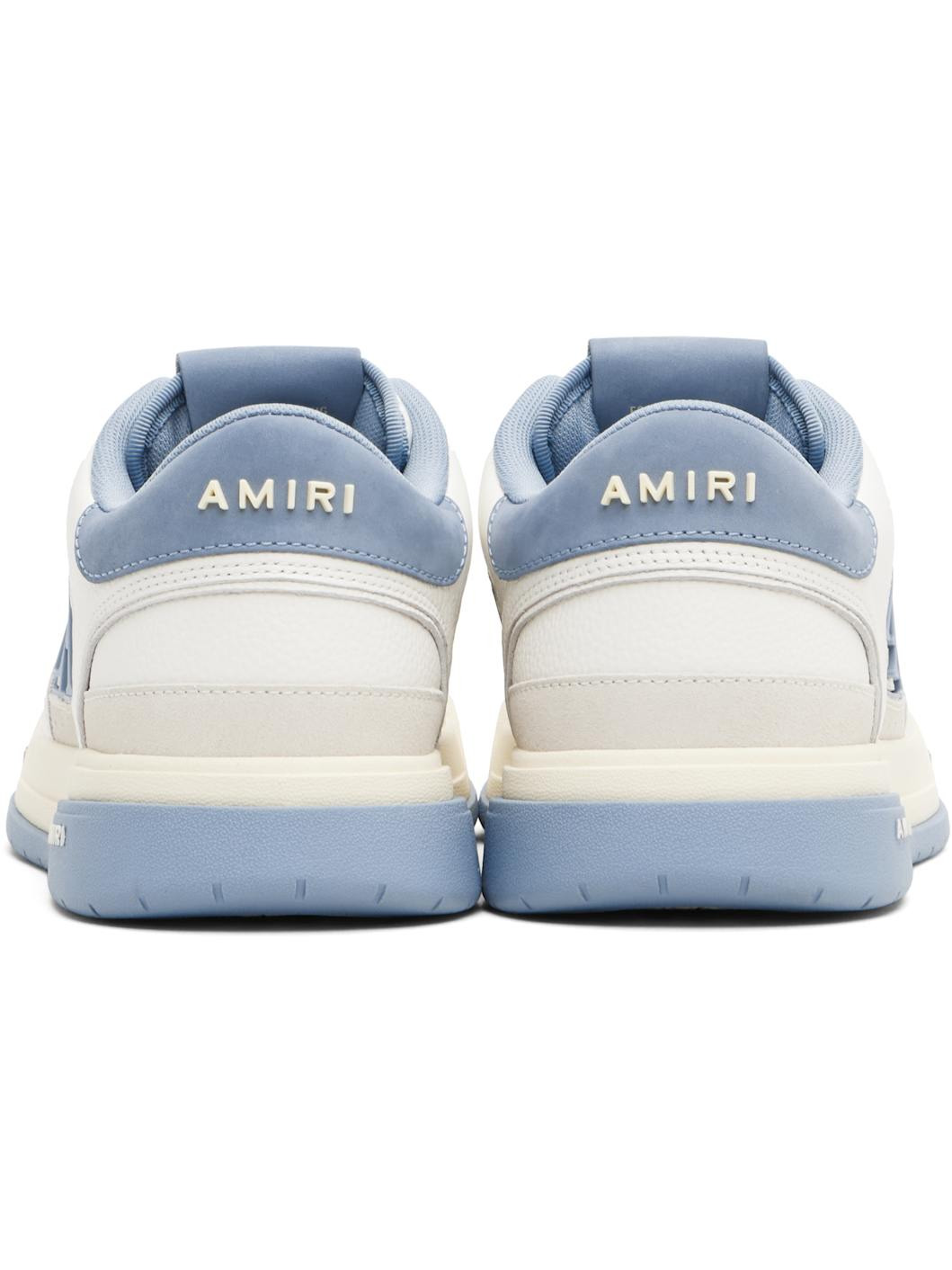 White & Blue Classic Low Sneakers - 2