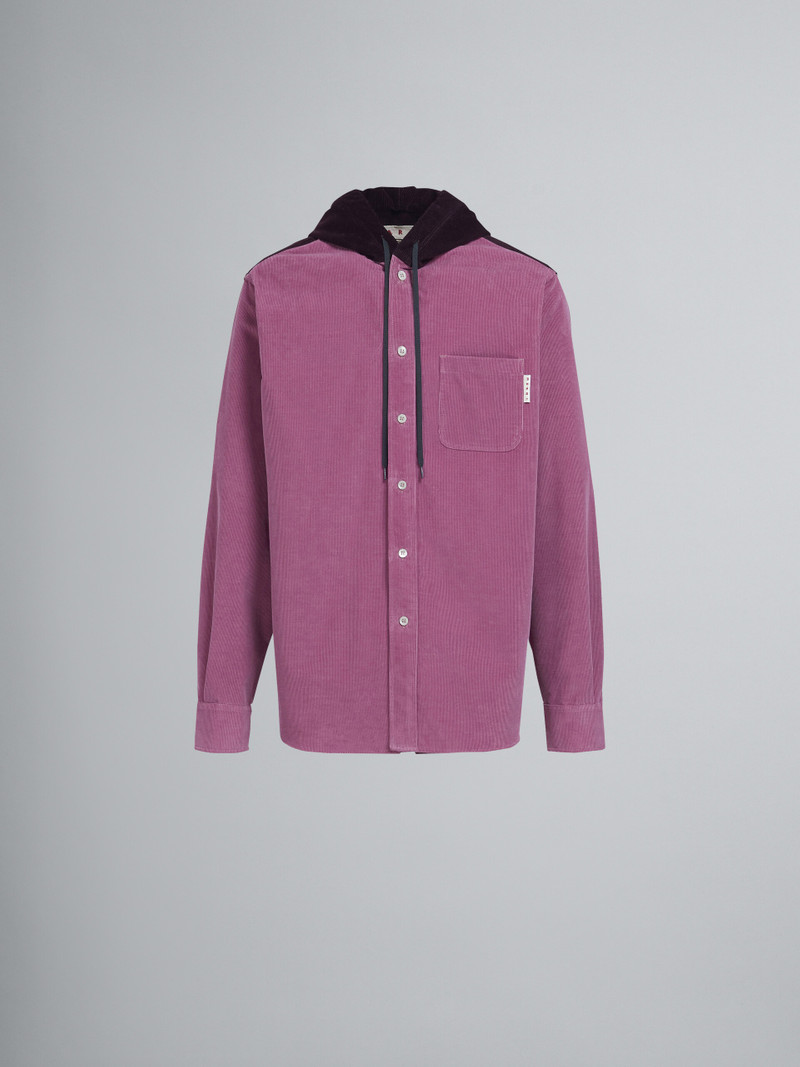 CORDUROY HOODED OVERSHIRT - 1