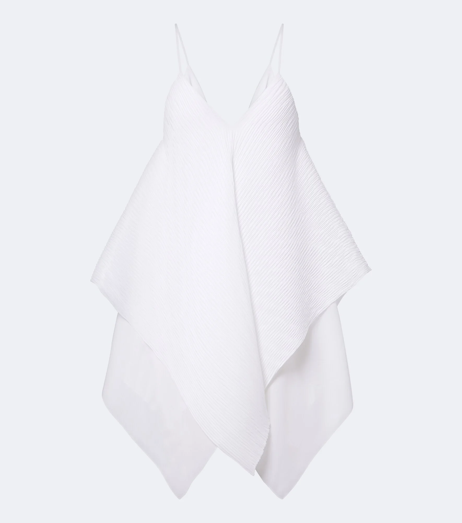 Asymmetric pleated crêpe de chine top - 1