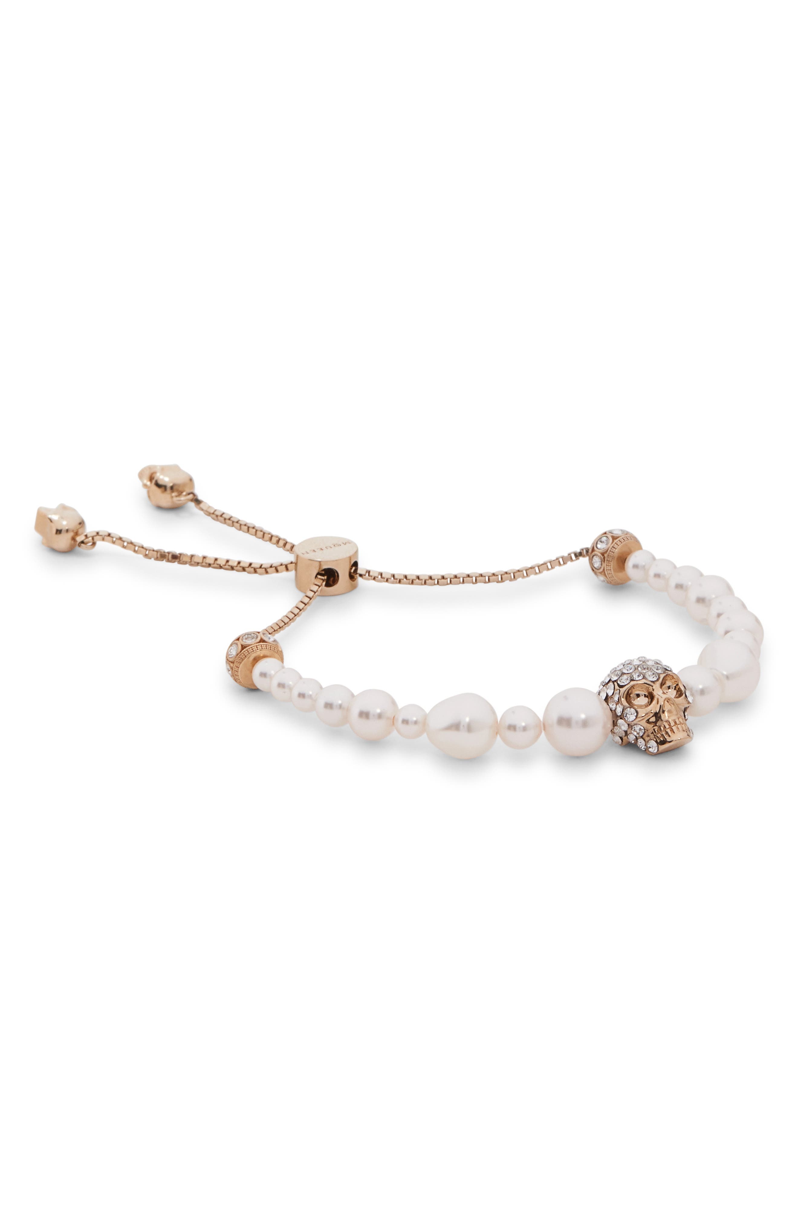 McQueen Crystal Skull & Faux Pearl Friendship Bracelet at Nordstrom - 1