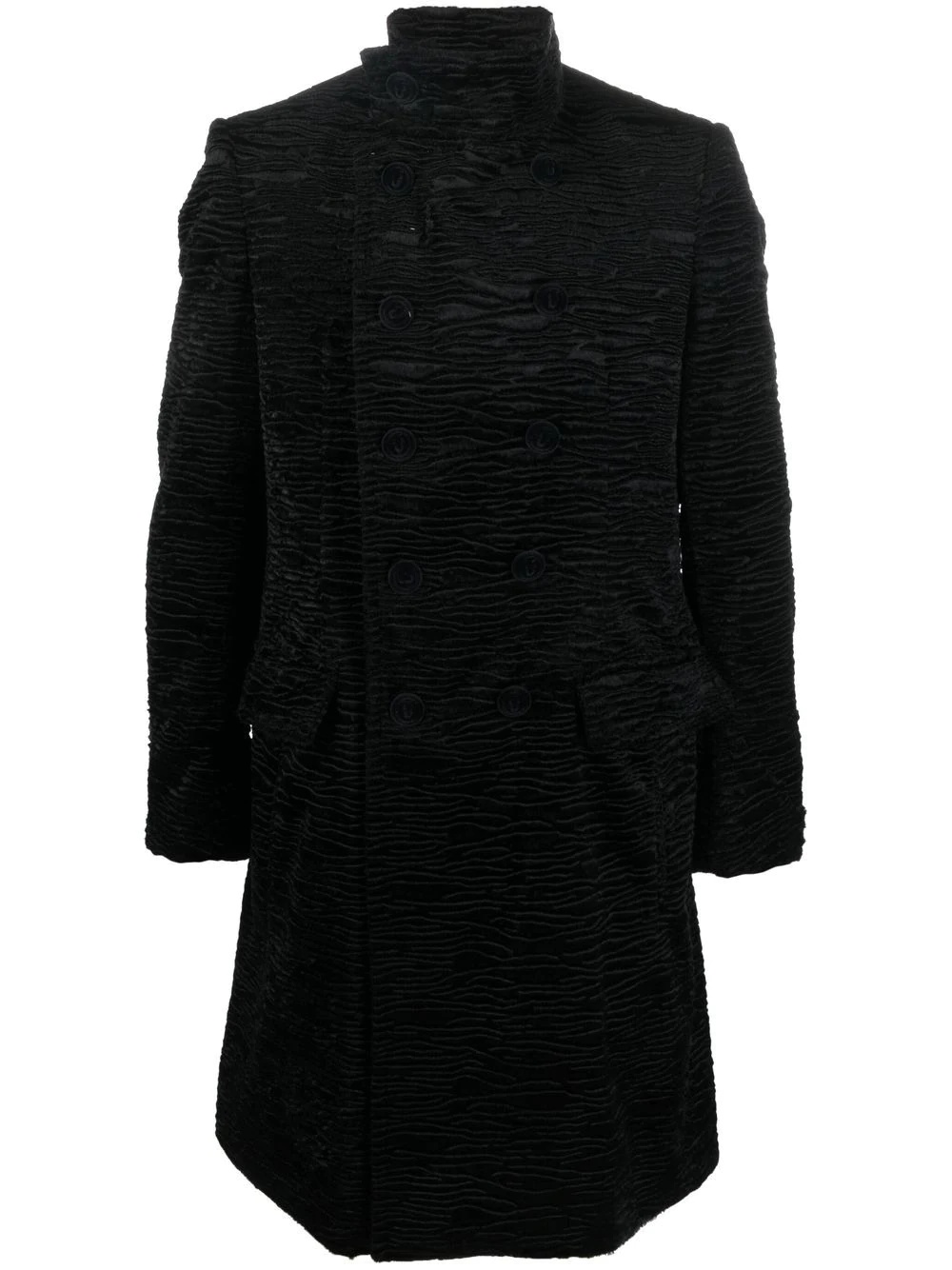 double-breasted cloqué coat - 1