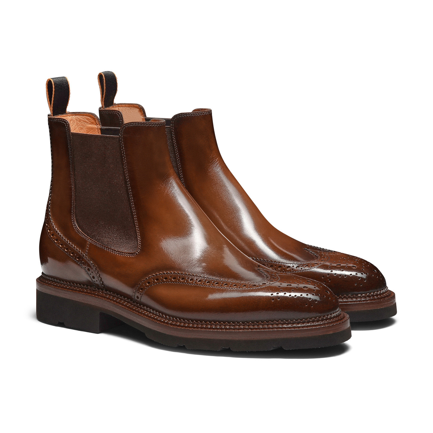 Men’s brown leather Chelsea brogue boot - 3