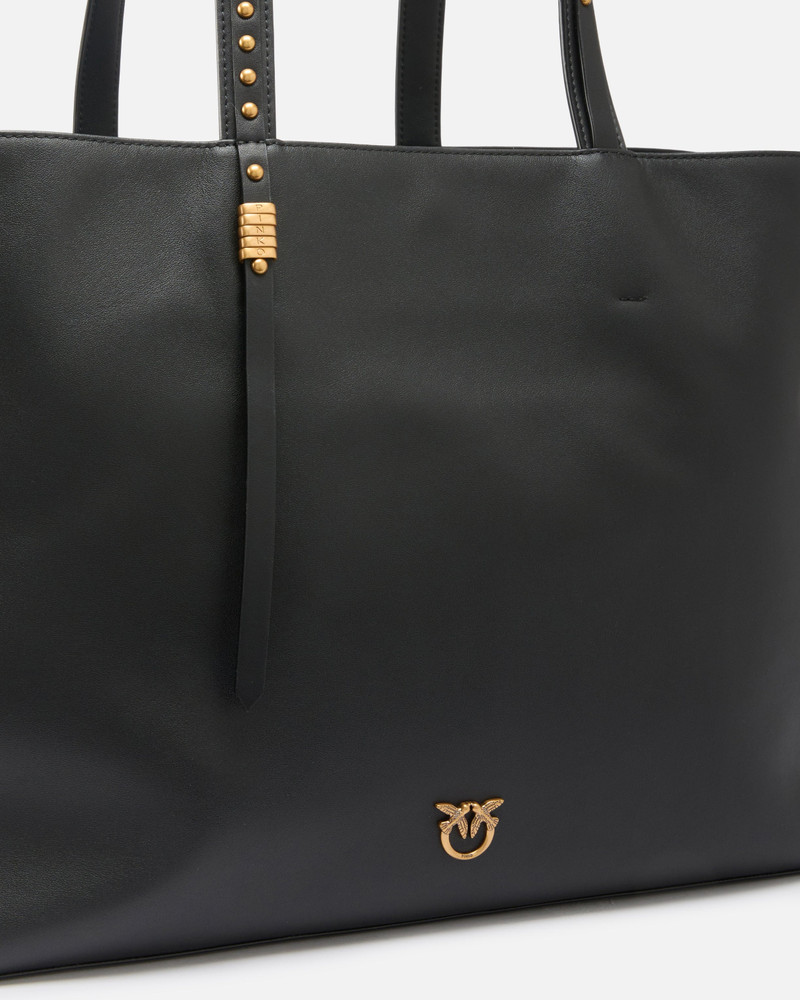 MEDIUM LEATHER SHOPPER BAG WITH METAL DETAILS 3