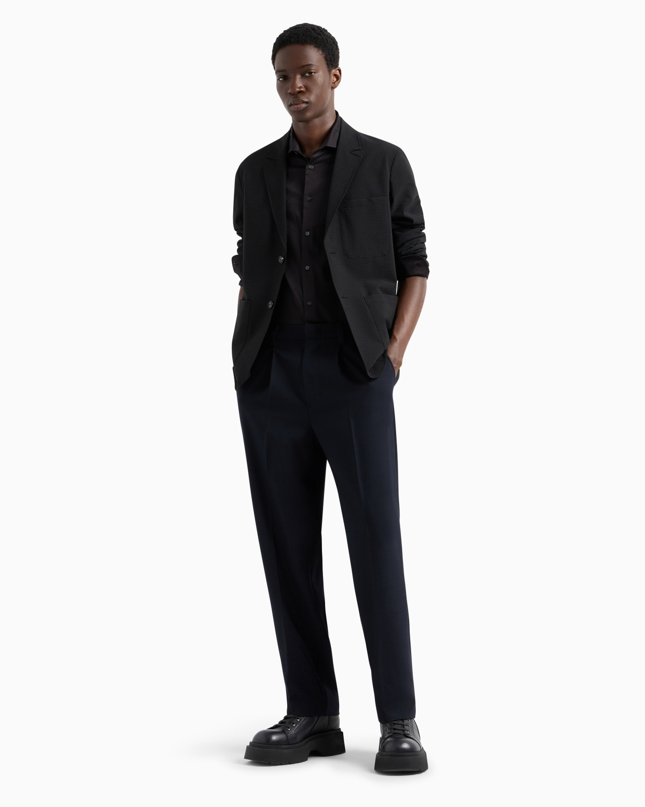 Single-breasted jacket in technical seersucker fabric - 4