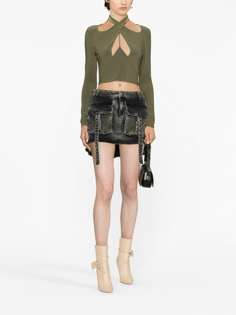Blumarine asymmetric denim cargo skirt outlook