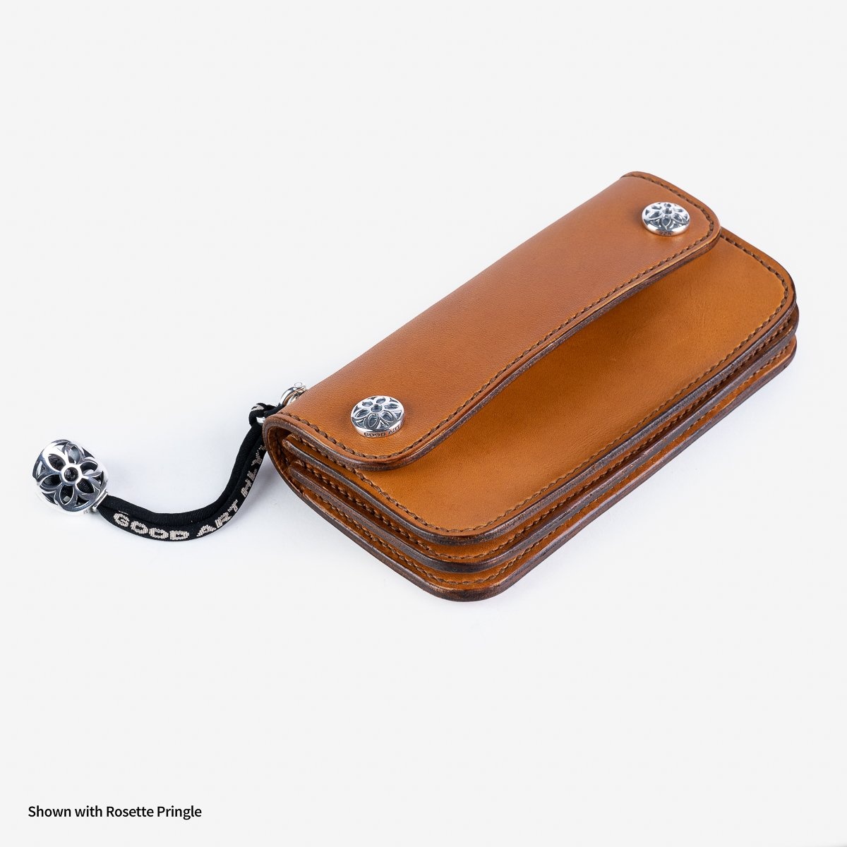 LE-ANSW-BR GOOD ART HLYWD Army/Navy Surplus Wallet w/ Sterling Silver Rosette Snaps and Rosette Prin - 9