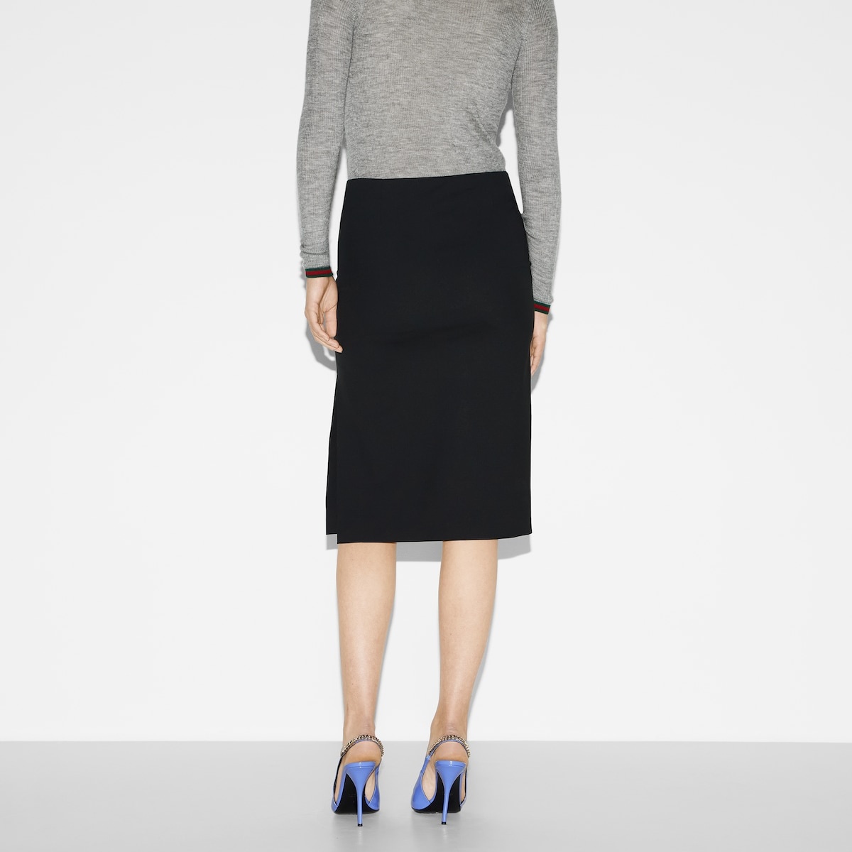 Light wool stretch mid-length skirt - 4
