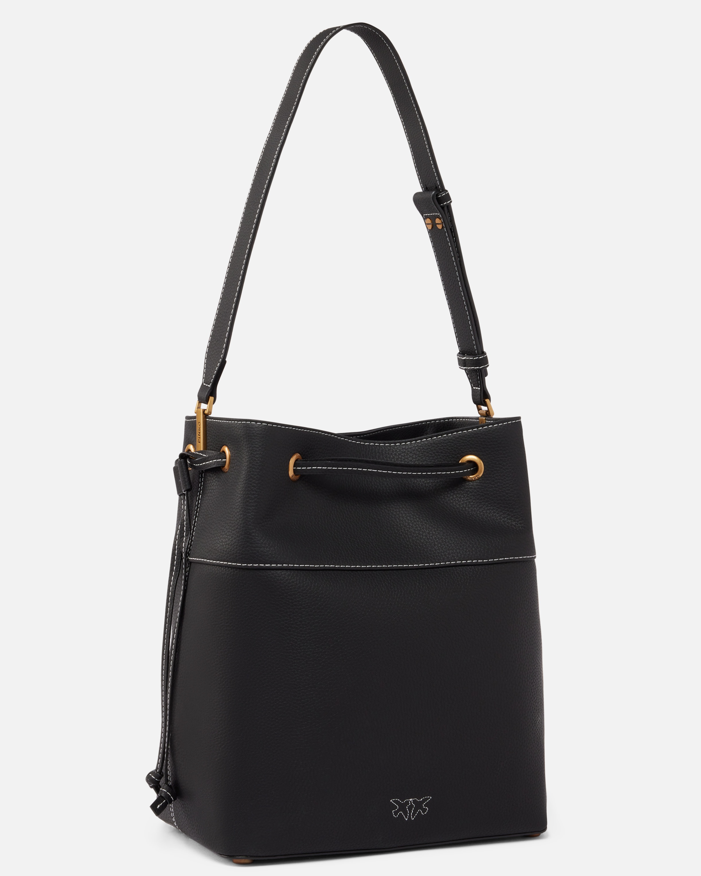 LEATHER BUCKET BAG WITH SHOULDER STRAP - 2
