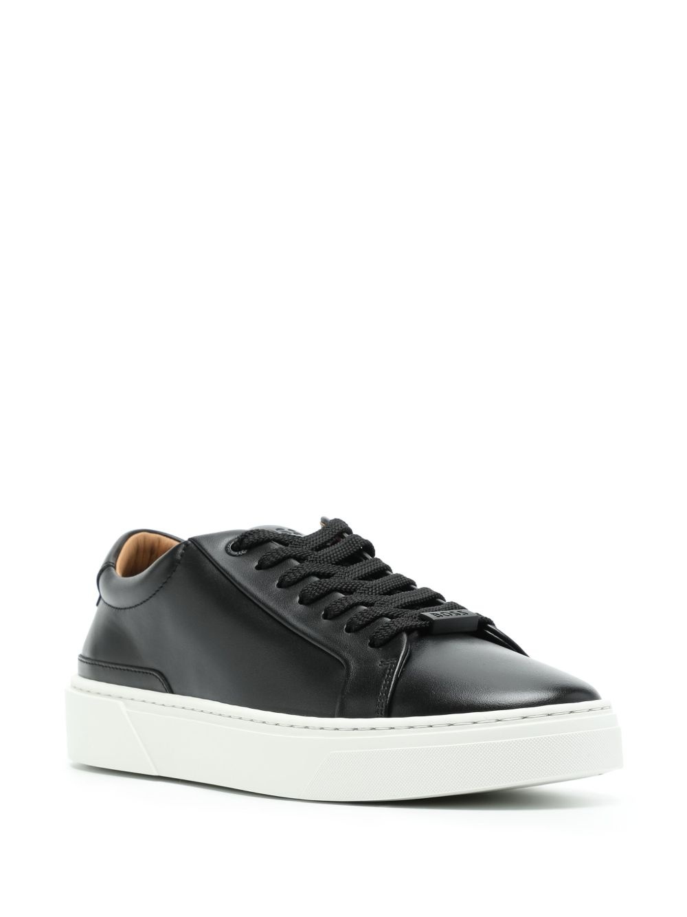 logo-plaque leather sneakers - 2