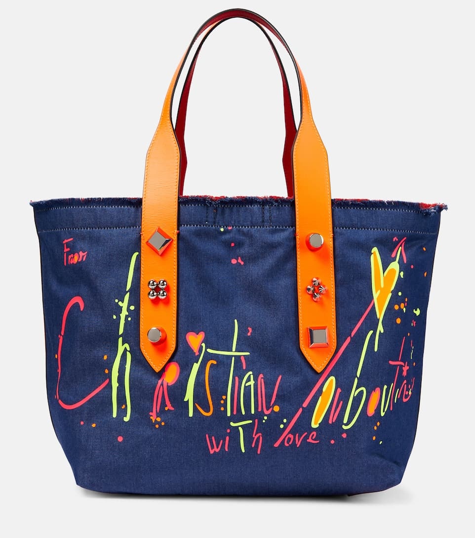 Frangibus Medium printed denim tote bag - 1