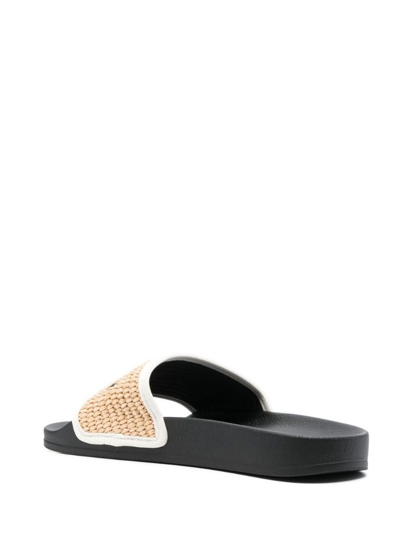 logo-print raffia pool sliders - 5